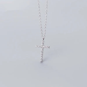 925 Sterling Silver CZ Cross Pendant Necklace Women's Fine Jewelry