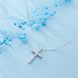 925 Sterling Silver CZ Cross Pendant Necklace Women's Fine Jewelry