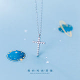 925 Sterling Silver CZ Cross Pendant Necklace Women's Fine Jewelry