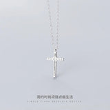 925 Sterling Silver CZ Cross Pendant Necklace Women's Fine Jewelry