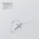 925 Sterling Silver CZ Cross Pendant Necklace Women's Fine Jewelry