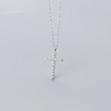 925 Sterling Silver CZ Cross Pendant Necklace Women's Fine Jewelry
