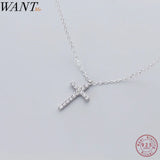 925 Sterling Silver CZ Cross Pendant Necklace Women's Fine Jewelry