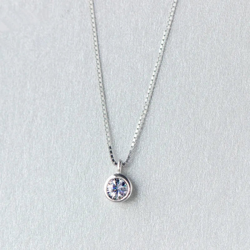 Pave CZ Box Chain Necklace 925 Sterling Silver Wedding Party Jewelry