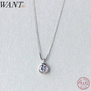 Pave CZ Box Chain Necklace 925 Sterling Silver Wedding Party Jewelry