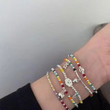 925 Silver Beads Smiley Face Bracelet Party Jewelry