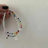 925 Silver Beads Smiley Face Bracelet Party Jewelry