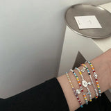 925 Silver Beads Smiley Face Bracelet Party Jewelry