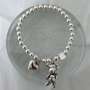 Stainless Steel Bracelet Heart Bear Pendant Party Jewelry