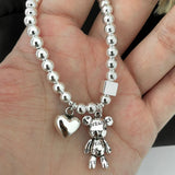Stainless Steel Bracelet Heart Bear Pendant Party Jewelry