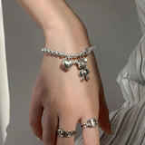 Stainless Steel Bracelet Heart Bear Pendant Party Jewelry