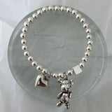 Stainless Steel Bracelet Heart Bear Pendant Party Jewelry