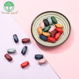 20pcs Faceted Hexagon Wooden Beads Geometric Wood Craft Necklace Earrings
