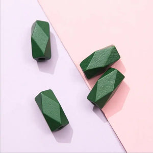 20pcs Faceted Hexagon Wooden Beads Geometric Wood Craft Necklace Earrings