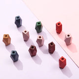 20pcs Faceted Hexagon Wooden Beads Geometric Wood Craft Necklace Earrings