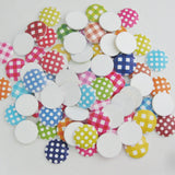50Pcs Wooden Printed Flatback Buttons DIY Craft Accessory