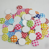 50Pcs Wooden Printed Flatback Buttons DIY Craft Accessory