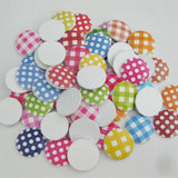 50Pcs Wooden Printed Flatback Buttons DIY Craft Accessory
