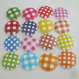 50Pcs Wooden Printed Flatback Buttons DIY Craft Accessory
