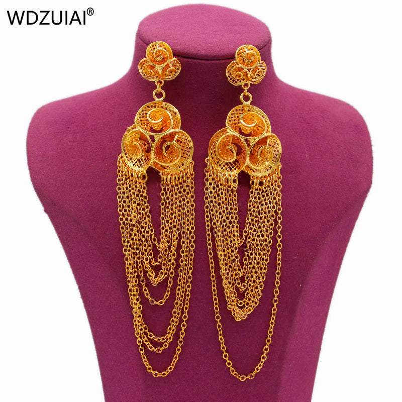 Dubai 24K Tassels Earrings for Women Girls Party Earrings Jewelry
