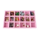Gray Pink Velvet Suede Ring Earrings Organizer Holder Stand