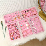 Portable Velvet Jewelry Ring Display Organizer Box Tray Holder Earring Storage