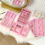 Portable Velvet Jewelry Ring Display Organizer Box Tray Holder Earring Storage