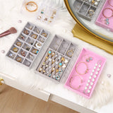 Portable Velvet Jewelry Ring Display Organizer Box Tray Holder Earring Storage