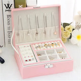 Lady PU Leather Jewelry Box Storage Ring Display Case Portable Jewelry Organizer