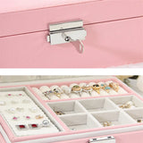 Lady PU Leather Jewelry Box Storage Ring Display Case Portable Jewelry Organizer
