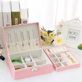 Lady PU Leather Jewelry Box Storage Ring Display Case Portable Jewelry Organizer