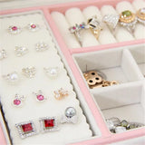 Lady PU Leather Jewelry Box Storage Ring Display Case Portable Jewelry Organizer