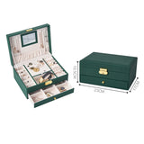 Leather Jewelry Box for Women Necklace Earring Ring Organizer Storage