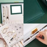 Leather Jewelry Box for Women Necklace Earring Ring Organizer Storage