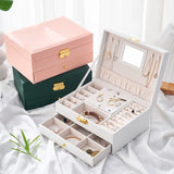 Leather Jewelry Box for Women Necklace Earring Ring Organizer Storage