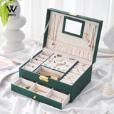 Leather Jewelry Box for Women Necklace Earring Ring Organizer Storage