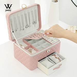 3-layer Large Jewelry Box High Capacity Storage Organizer