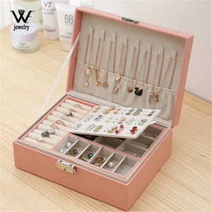 High Capacity Leather Jewelry Box Travel Jewelry Organizer