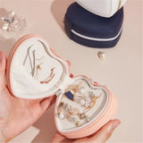 Multifunctional Heart PU Leather Jewelry Box - Small Earring Ring Storage