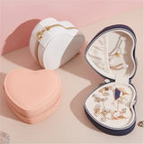 Multifunctional Heart PU Leather Jewelry Box - Small Earring Ring Storage