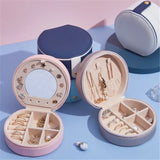 Portable Leather Jewelry Box 2Layers Small Earring Ring Packaging