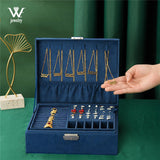 Navy Flannel Jewelry Box Travel Organizer