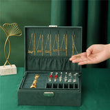 Portable Flannel Jewelry Box Double-layers Organizer