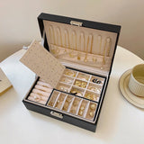 Portable Leather Jewelry Box Travel Jewelry Organizer Double-layers