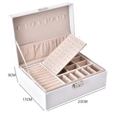 Portable Leather Jewelry Box Travel Jewelry Organizer Double-layers