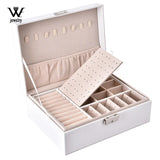 Portable Leather Jewelry Box Travel Jewelry Organizer Double-layers