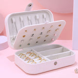 Portable Leather Jewelry Box Travel Organizer Double-layers