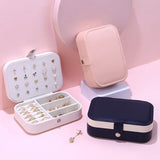 Portable Leather Jewelry Box Travel Organizer Double-layers
