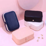 Portable Leather Jewelry Box Travel Organizer Double-layers