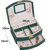 Leather Jewelry Box Travel Organizer with Mirror